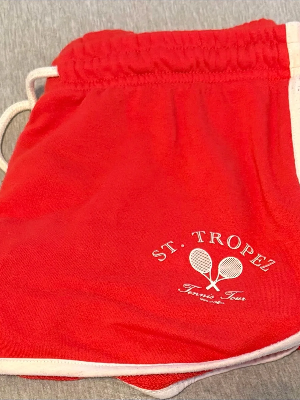 Women’s Red Drawstring Retro Trim Shorts
